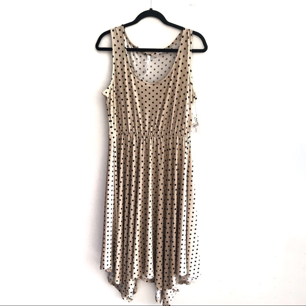 NWT NY collection tan dress with black polkadots - Picture 1 of 8